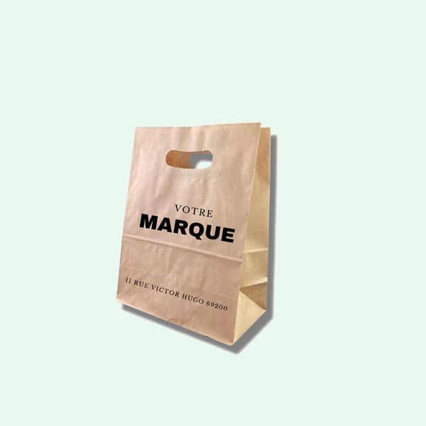 Sac Papier Kraft Personnalise Brun À Poignées Découpées