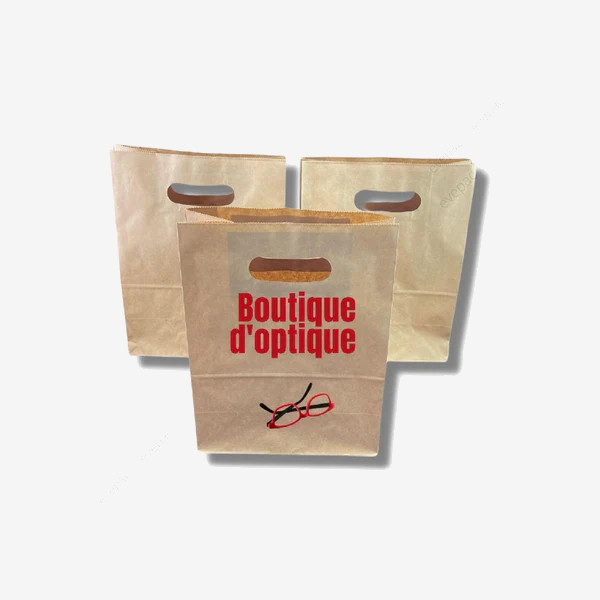 Sac Papier Kraft Personnalise Brun À Poignées Découpées