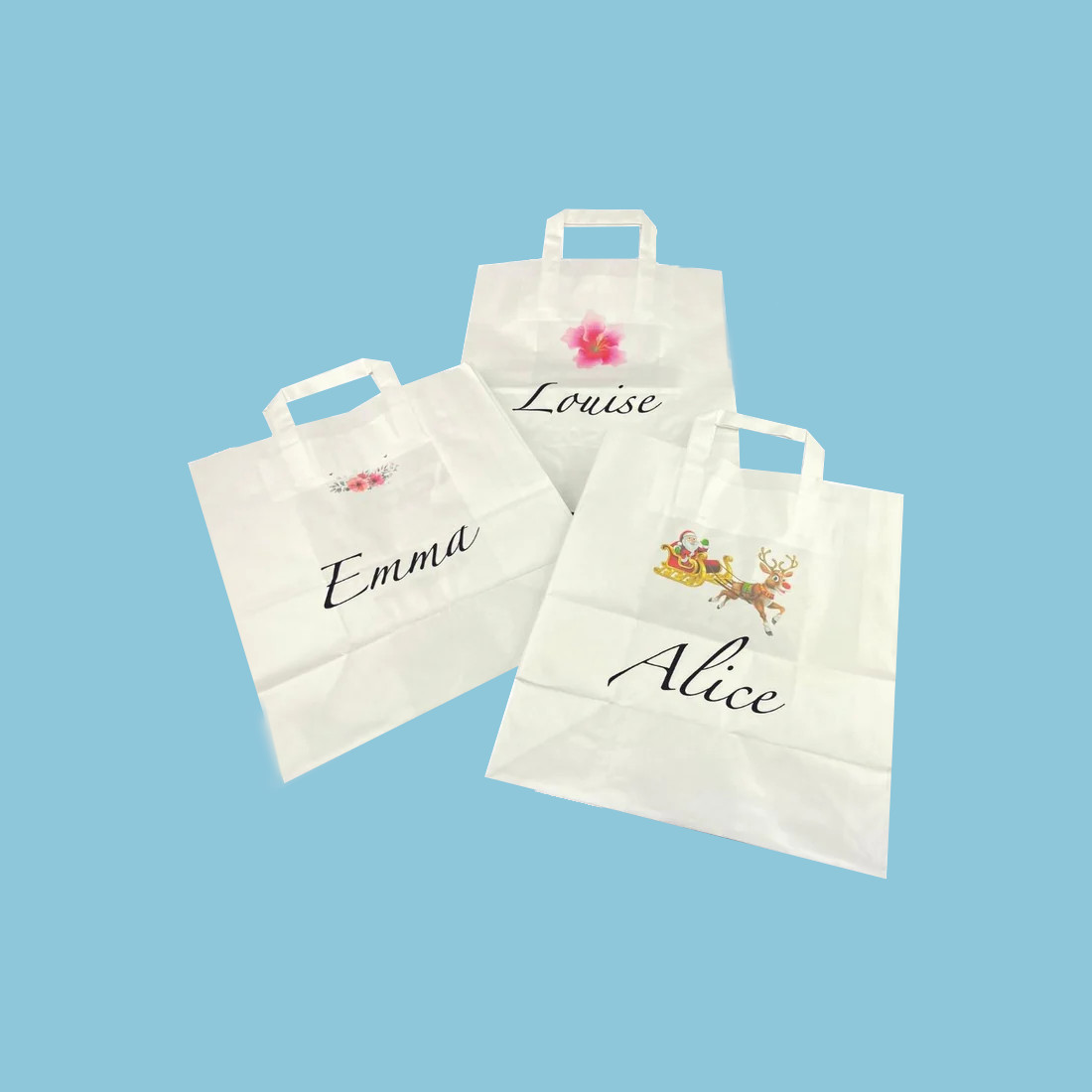 Sac Papier Kraft Personnalisé Blanc Poignées Plates