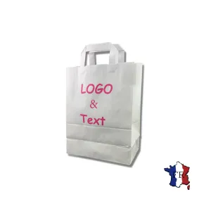 Sac Papier Kraft Personnalisé Blanc Poignées Plates